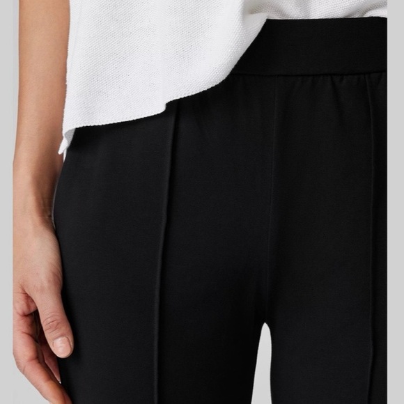 Eileen Fisher NWT Pima Cotton Stretch Jersey Pintuck Ankle Black Pant Size S - Picture 2 of 9